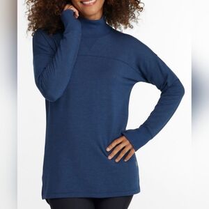 L.L. Bean Women's Blue Softflex Mockneck Pullover, Medium